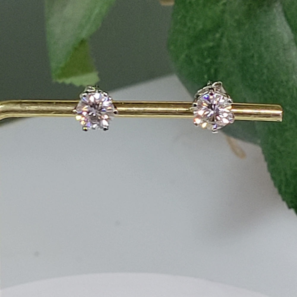 4cwt 6 Prong Flush Round Cut  MOISSONITE DIAMOND STUD EARRINGS VVSI D CERTIFIED